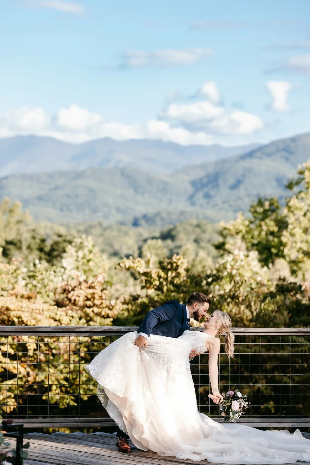 outdoor wedding with mountain views