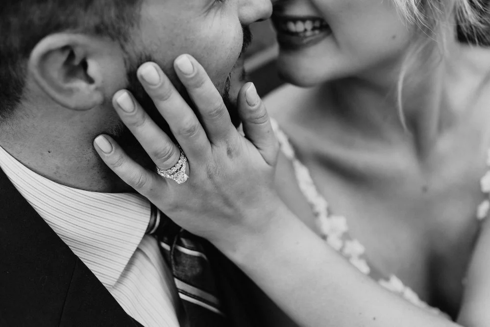 closeup on bride's wedding ring